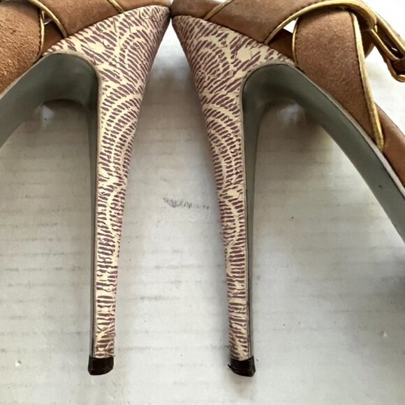 Saint Laurent Beige/Gold/Pink Tribute Limited Edition Platforms Heels Size 42 /0 - Picture 6 of 9